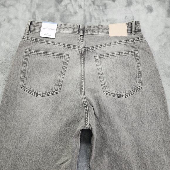 NEW Pull & Bear Jeans Womens 10 Gray High Rise Straight Leg Raw Hem Stretch - Picture 6 of 16